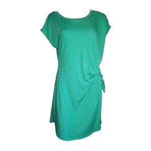 SEE YOU MONDAY Solid All Green Ribbed Tie Side Pullover Dress Womens Size Large
